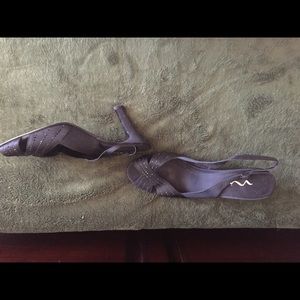 Black satin slingback